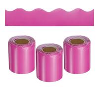 sourcing map 3 Roll Bulletin Board Border 98.4 Feet Scalloped Border Trim Decorative Rolled Classroom Borders for Bulletin Board Home Classroom Office Decoration, Rose Red