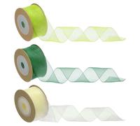 sourcing map 3 Roll Sheer Organza Ribbon, Organza Ribbon 1 Inch 10 Yard Sheer Ribbon for Gift Wrapping Christmas Tree Crafts Bows Wedding Wreaths Wrap, Milk White, Light Green, Dark Green
