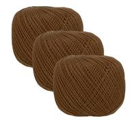 sourcing map 3 Rolls 164 Yards Size 3 Brown Pearl Cotton Crochet Thread Lace Weight Yarn Tatting Thread for Crocheting Knitting Embroidery Sewing