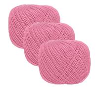 sourcing map 3 Rolls 164 Yards Size 3 Pure Pink Pearl Cotton Crochet Thread Lace Weight Yarn Tatting Thread for Crocheting Knitting Embroidery Sewing