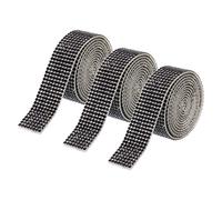 sourcing map 3 Rolls 3 Yards 18mm Self Adhesive Crystal Rhinestone Diamond Ribbon for Arts & Crafts Project, Wedding Cakes, Birthday Decorations Black