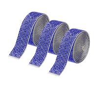 sourcing map 3 Rolls 3 Yards 18mm Self Adhesive Crystal Rhinestone Diamond Ribbon for Arts & Crafts Project, Wedding Cakes, Birthday Decorations Dark Blue