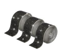 sourcing map 3 Rolls 3 Yards 27mm Self Adhesive Crystal Rhinestone Diamond Ribbon for Arts & Crafts Project, Wedding Cakes, Birthday Decorations Black