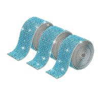 sourcing map 3 Rolls 3 Yards 27mm Self Adhesive Crystal Rhinestone Diamond Ribbon for Arts & Crafts Project, Wedding Cakes, Birthday Decorations Lake Blue