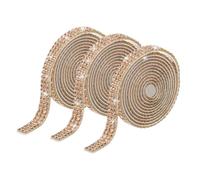 sourcing map 3 Rolls 3 Yards 6.6mm Self Adhesive Crystal Rhinestone Diamond Ribbon for Arts & Crafts Project, Wedding Cakes, Birthday Decorations Champagne