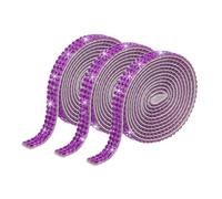 sourcing map 3 Rolls 3 Yards 6.6mm Self Adhesive Crystal Rhinestone Diamond Ribbon for Arts & Crafts Project, Wedding Cakes, Birthday Decorations Purple