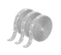 sourcing map 3 Rolls 3 Yards 6.6mm Self Adhesive Crystal Rhinestone Diamond Ribbon for Arts & Crafts Project, Wedding Cakes, Birthday Decorations White