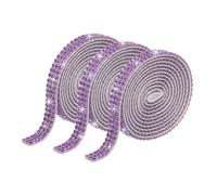 sourcing map 3 Rolls 3 Yards 6.6mm Self Adhesive Crystal Rhinestone Diamond Ribbon for Arts & Crafts Project, Wedding Cakes, Birthday Decorations Bright Purple