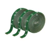 sourcing map 3 Rolls 3 Yards 6.6mm Self Adhesive Crystal Rhinestone Diamond Ribbon for Arts & Crafts Project, Wedding Cakes, Birthday Decorations Dark Green