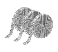 sourcing map 3 Rolls 3 Yards 6.6mm Self Adhesive Crystal Rhinestone Diamond Ribbon for Arts & Crafts Project, Wedding Cakes, Birthday Decorations Silver