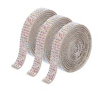 sourcing map 3 Rolls 3 Yards 8mm Self Adhesive Crystal Rhinestone Diamond Ribbon for Arts & Crafts Project, Wedding Cakes, Birthday Decorations Colorful