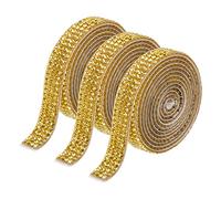 sourcing map 3 Rolls 3 Yards 8mm Self Adhesive Crystal Rhinestone Diamond Ribbon for Arts & Crafts Project, Wedding Cakes, Birthday Decorations Gold