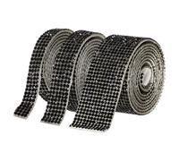 sourcing map 3 Rolls 3 Yards Self Adhesive Crystal Rhinestone Ribbon, Diamond Tape Strips Glitter Ribbon Bling Wrap Crystal Rhinestone Stickers Trim Roll for Crafts Decor, Black