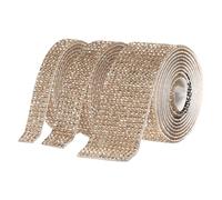 sourcing map 3 Rolls 9 Yards Self Adhesive Crystal Rhinestone Ribbon, Diamond Tape Strips Glitter Ribbon Bling Wrap Crystal Rhinestone Stickers Trim Roll for Crafts Decor, Champagne