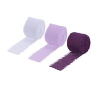 sourcing map 3 Rolls Chiffon Ribbon, 1-1/2 Inch 7 Yards Silk Ribbon Fabric Ribbon Handmade Floral Fringe Ribbon for Gift Wrapping Crafts Flower Bouquet, Hot Pink/Light Purple/Grape Purple