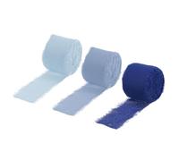 sourcing map 3 Rolls Chiffon Ribbon, 2 Inch 7 Yards Silk Ribbon Fabric Ribbon Handmade Floral Fringe Ribbon for Gift Wrapping Crafts Flower Bouquet, Deep Navy/Blue/Grey Blue