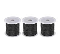 sourcing map 3 Rolls Nylon Beading Thread Knotting Cord 0.6mm 50 Yards Braided Nylon Crafting Satin String for Bracelet Necklace Kumihimo, Black
