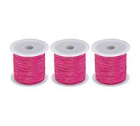 sourcing map 3 Rolls Nylon Beading Thread Knotting Cord 0.6mm 50 Yards Braided Nylon Crafting Satin String for Bracelet Necklace Kumihimo, Hot Pink