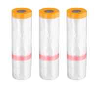 sourcing map 3 Rolls Pre-Taped Masking Film 200cm x 20m Double Adhesive Tape and Drape Painters Plastic Drop Cloth Film with Tape Plastic Sheeting for Automotive Painting Covering