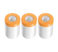 sourcing map 3 Rolls Pre-Taped Masking Film 21.7" x65.6ft Tape and Drape Painters Plastic Drop Cloth Film with Tape Plastic Sheeting for Automotive Painting Covering