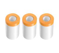sourcing map 3 Rolls Pre-Taped Masking Film 25.6" x65.6ft Tape and Drape Painters Plastic Drop Cloth Film with Tape Plastic Sheeting for Automotive Painting Covering