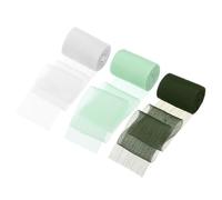 sourcing map 3 Rolls Ribbon Crinkle Chiffon, 1.5" 6 Yards Handmade Tulle Fabric Silk Ribbon Fabric for Flower Bouquet Gift Wrapping DIY Crafts Wedding, Light Green, Dark Green, White