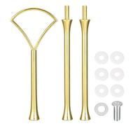 sourcing map 3 Set Cake Tray Stand Handle Cupcake Dessert Plate Hardware Fitting Holder Rod Stand Handle for Cake Stand Wedding Party, 3-Tiers Fan Gold