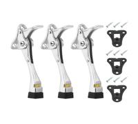 sourcing map 3 Set Kickdown Door Stopper, 4.7" Aluminum Alloy Kick Down Door Stoppers for Bottom of Doors One Touch Adjustable Doors Holder with Rubber Tip and Screws for Home, Bright Silver