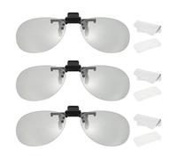 sourcing map 3 Set Polarized Clip-on 3D Glasses, Passive Circular 3D Viewing Glasses Frames with Glass Case and Eyeglass Cloth for RealD Movies Theater Games TV (Metal Clip)