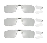 sourcing map 3 Set Polarized Clip-on 3D Glasses, Passive Square 3D Viewing Glasses Frames with Glass Case and Eyeglass Cloth for Image MAXimum Movies Theater Games TV (Upgraded Metal Clip)