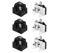 sourcing map 3 Set PTC Refrigerator Starter Relay 15 Ohm 2 Pin and 1/6HP Freezer Overload Protector for Fridge Cooler Compressor