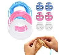 sourcing map 3 Set Stitch Stopper Kit 2mm x 3.3 Yards Met PVC Knitting Cords with 2-Hole Plastic Cord Locks for Barber Stitch Markers Knitting Needle Stoppers, Light Blue/Pink/White