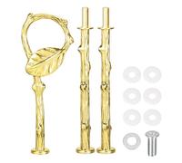 sourcing map 3 Sets Cake Tray Stand Handle Cupcake Dessert Plate Hardware Fitting Holder Rod Stand Handle for Cake Stand Wedding Party, 3-Tiers Leaves Gold