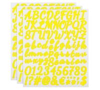 sourcing map 3 Sheet 252 Pcs Letter Number Stickers Kit, 1 Inch Self Adhesive Vinyl Cursive Alphabet Decals Script for Mailbox Sign DIY Crafts Decor, Yellow