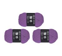 sourcing map 3 Skein Cotton Yarn, 60% Cotton, 40% Acrylic Knitting Yarn for Crocheting Each of 143g/5.04oz(Per Skein 80m/87.5 Yard) /Purple