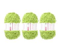 sourcing map 3 Skeins Eyelash Yarn Polyester Fur Soft Fluffy Chunky Fuzzy Eyelash Yarn Light Green for Crocheting Knit DIY Clothes Bag - 55Yard/50m, 3.53oz x 3