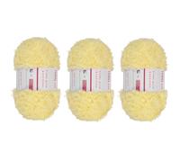 sourcing map 3 Skeins Eyelash Yarn Polyester Fur Soft Fluffy Chunky Fuzzy Eyelash Yarn Yellow for Crocheting Knit DIY Clothes Bag - 55Yard/50m, 3.53oz x 3