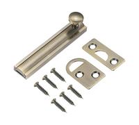sourcing map 3" Solid Brass Surface Bolt, Concealed Security Slide Latch Door Lock with Screws, Brushed French Door Lock for Closet Cabinet Recessed Doors, Bronze