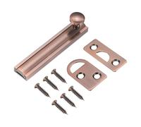 sourcing map 3" Solid Brass Surface Bolt, Concealed Security Slide Latch Door Lock with Screws, Brushed French Door Lock for Closet Cabinet Recessed Doors, Red Bronze