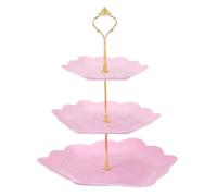 sourcing map 3-Tier Cupcake Stand Holder, Round Tiered Serving Tray 15/20/25cm Cup Cake Stand for Dessert Fruit Table Birthday Party Decoration Display, Pink (Flower)