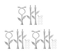 sourcing map 3 Tiers Cake Tray Stand Handle 3 Set Metal Cake Stands Holder Cupcake Dessert Plate Hardware Fitting Holder Rod Stand Handle for Wedding Party Festival Cake Plate, Silver (Vine)