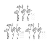sourcing map 3 Tiers Cake Tray Stand Handle 3 Set Metal Cake Stands Holder Cupcake Dessert Plate Hardware Fitting Holder Rod Stand Handle for Wedding Party Festival Cake Plate, Silver (Flower)