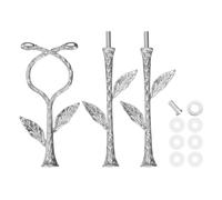 sourcing map 3 Tiers Cake Tray Stand Handle Metal Cake Stands Holder Cupcake Dessert Plate Hardware Fitting Holder Rod Stand Handle for Wedding Party Festival Cake Plate, Silver (Vine)