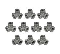 sourcing map 3-Way 1/2" Side Outlet Elbow Corner Pipe Fitting, 10 Pcs|Iron Pipe Connectors Malleable Iron Plumbing Fittings for Industrial Shelving Decor Furniture DIY Projects