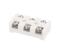 sourcing map 3 Way Ceramics Terminal Blocks, 30A 110V-600V High Temp Porcelain Ceramic Electrical Connectors with Stainless Steel Conductors 60x30x20 mm for Electric Wire Cable