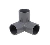 sourcing map 3-Way Elbow Metric PVC Pipe Fitting Furniture Grade 25mm Size Tee Corner Fittings Gray 2Pcs