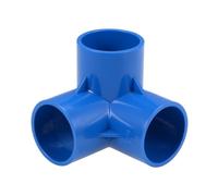 sourcing map 3-Way Elbow Metric PVC Pipe Fitting Furniture Grade 40mm Size Tee Corner Fittings Blue 2pcs