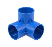 sourcing map 3-Way Elbow PVC Fitting, 50mm Socket, Tee Corner Fittings Blue 4Pcs