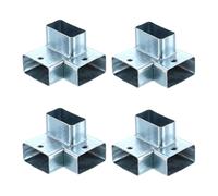 sourcing map 3-Way Gazebo Brackets Kit, Right Angle Corner Bracket Woodworking DIY Post Base Kit for 1.61" x 0.83" Lumber for Outdoor Patio Gazebo Log Cabins (4 Pack)
