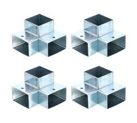 sourcing map 3-Way Gazebo Brackets Kits, Right Angle Corner Bracket Woodworking DIY Post Base Kit for 2" x 1.22" Lumber for Outdoor Patio Gazebo Log Cabins (4 Pack)